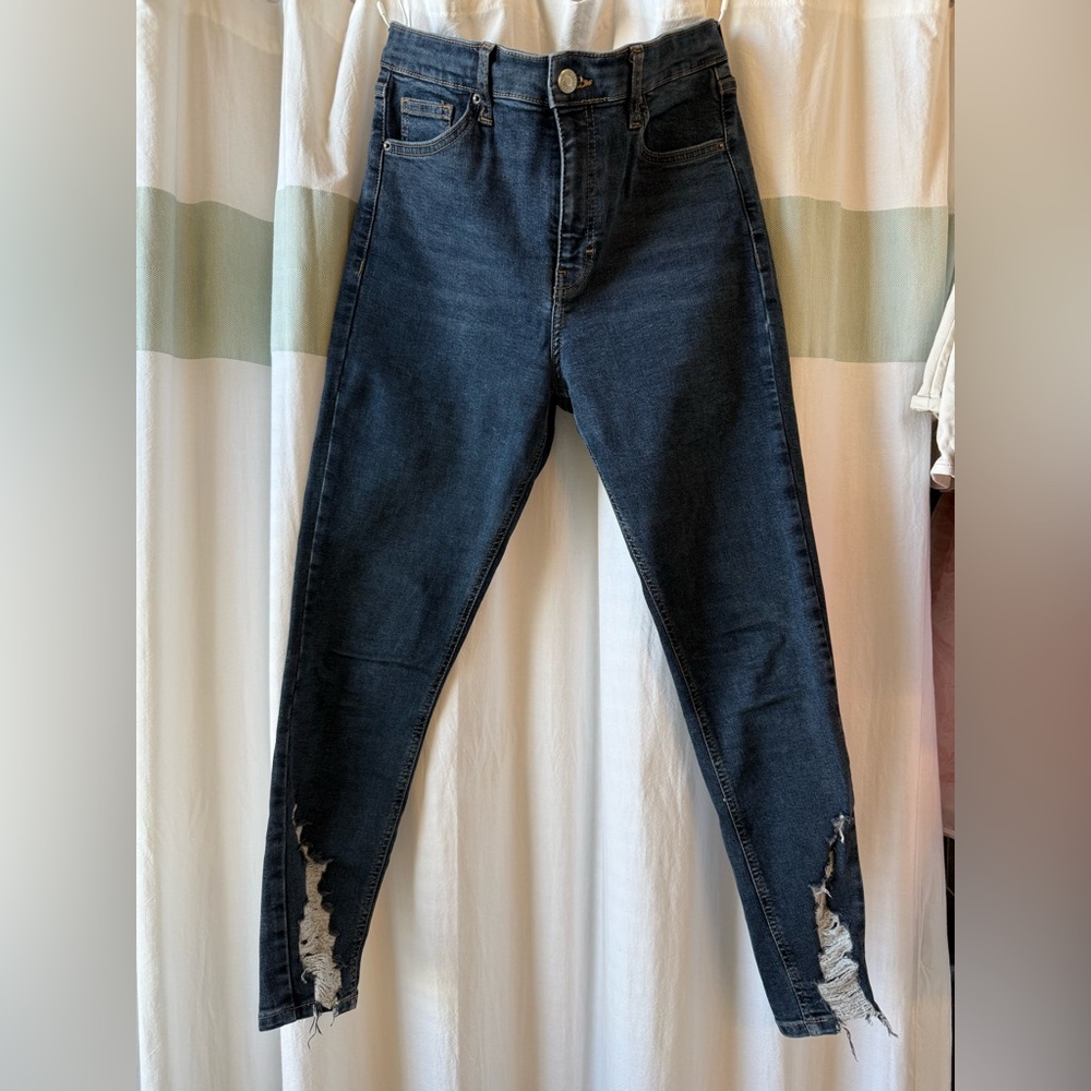 Dark Blue TopShop Distressed Ankle Jeans